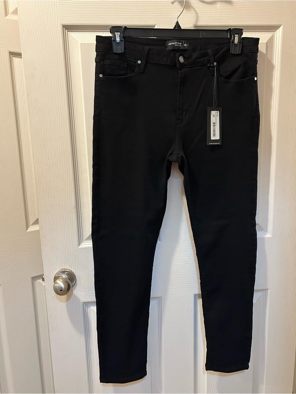 Just Black Denim Size 33 High-Rise Skinny Eco Black Skinny Jeans Stretchy NWT